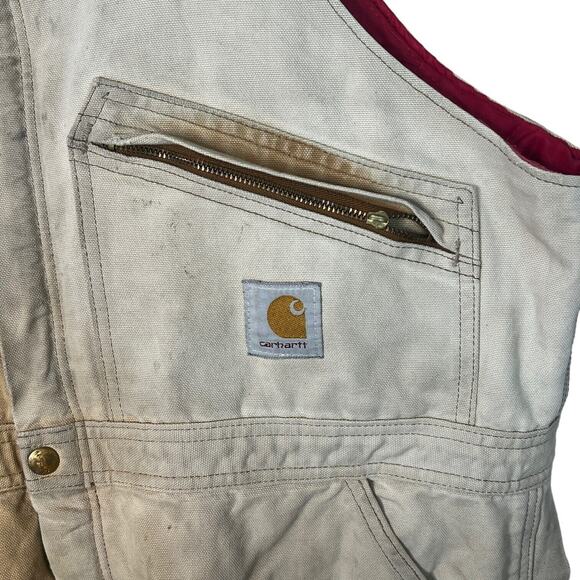 Carhartt VTG Coverall Insulated Double Front Knee Bib Overalls FLAW Tan 42x29 - Picture 8 of 10